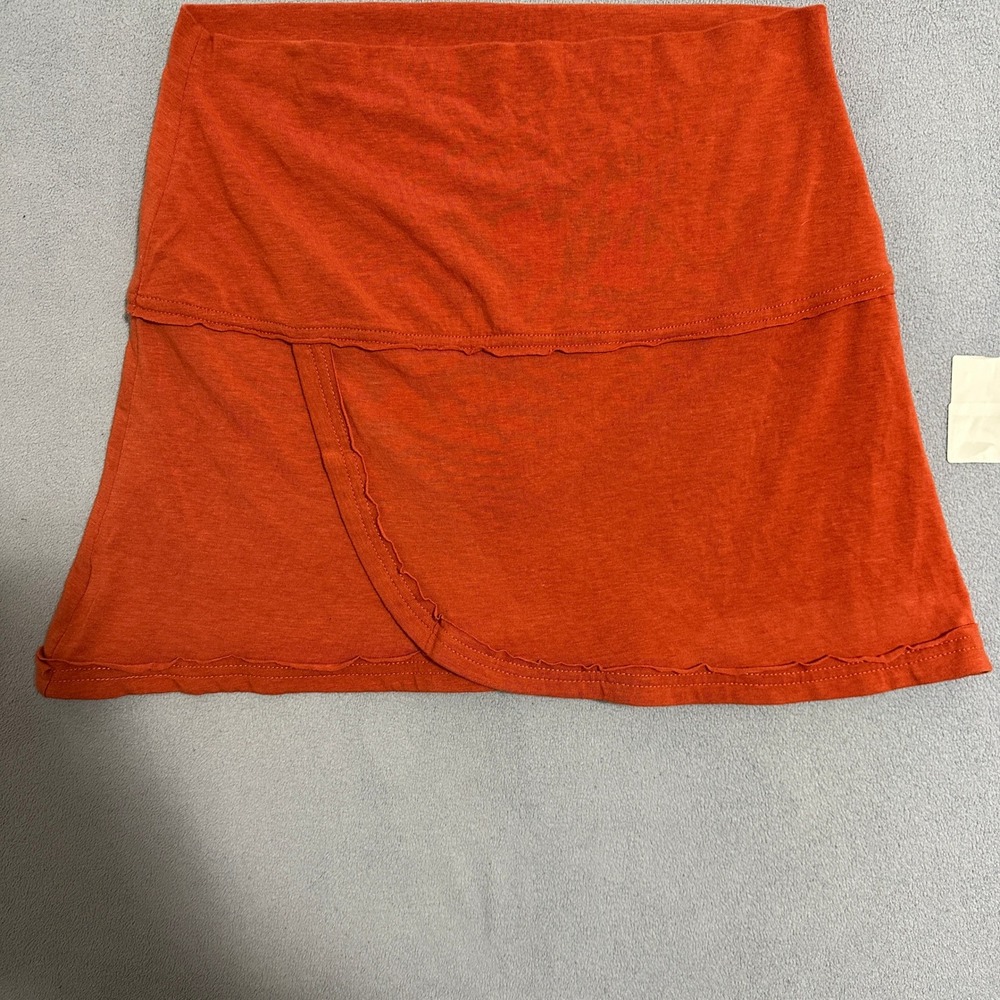 Jet Portland Sustainable Burnt Orange Raw Hem Wrap Mini Skirt W26 L13 - Picture 3 of 10